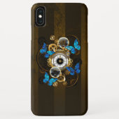 Steampunkgeere und blaue Schmetterlinge Case-Mate iPhone Hülle (Rückseite)