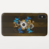 Steampunkgeere und blaue Schmetterlinge Case-Mate iPhone Hülle (Rückseite (Horizontal))