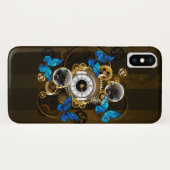 Steampunkgeere und blaue Schmetterlinge Case-Mate iPhone Hülle (Rückseite (Horizontal))