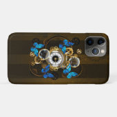Steampunkgeere und blaue Schmetterlinge Case-Mate iPhone Hülle (Rückseite (Horizontal))