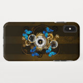 Steampunkgeere und blaue Schmetterlinge Case-Mate iPhone Hülle (Rückseite (Horizontal))