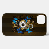 Steampunkgeere und blaue Schmetterlinge Case-Mate iPhone Hülle (Rückseite (Horizontal))