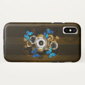 Steampunkgeere und blaue Schmetterlinge Case-Mate iPhone Hülle (Rückseite (Horizontal))