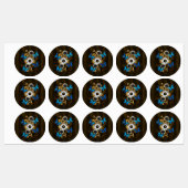 Steampunkgeere und blaue Schmetterlinge Etiketten (Blatt)