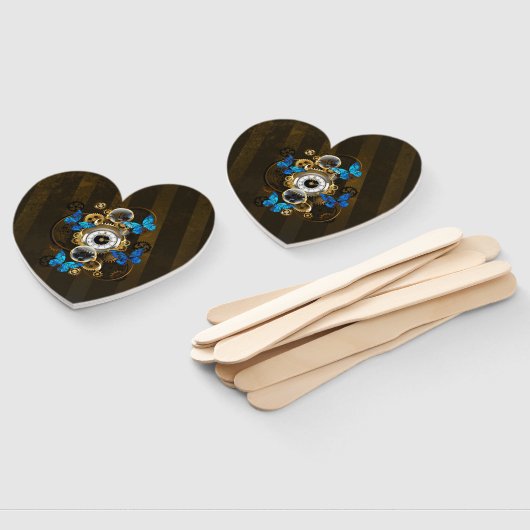 Steampunkgeere und blaue Schmetterlinge Fächer (Non-assembled)