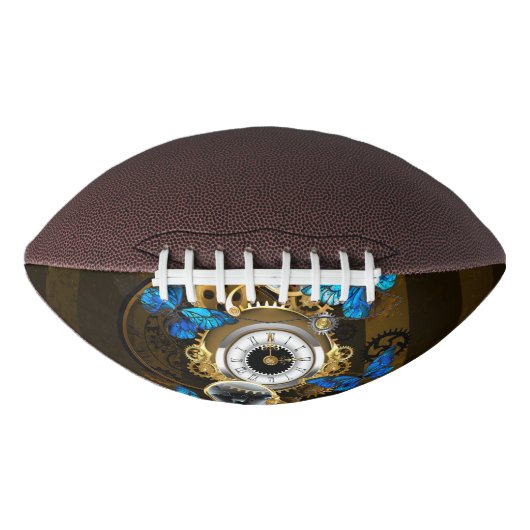 Steampunkgeere und blaue Schmetterlinge Football (Vorderseite)