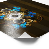 Steampunkgeere und blaue Schmetterlinge Fotodruck (Ecke)