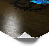Steampunkgeere und blaue Schmetterlinge Fotodruck (Ecke)