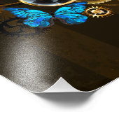 Steampunkgeere und blaue Schmetterlinge Fotodruck (Ecke)