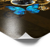 Steampunkgeere und blaue Schmetterlinge Fotodruck (Ecke)