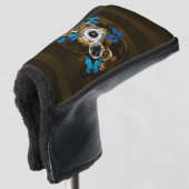 Steampunkgeere und blaue Schmetterlinge Golf Headcover (3/4 Vorderseite)