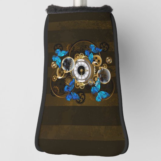 Steampunkgeere und blaue Schmetterlinge Golf Headcover (Rotieren 90)