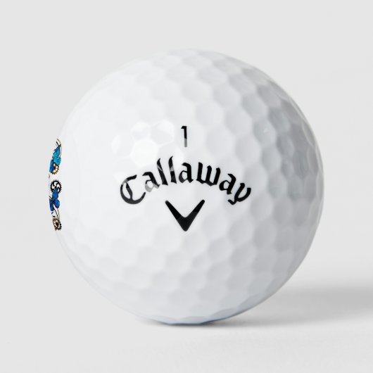 Steampunkgeere und blaue Schmetterlinge Golfball (Logo)