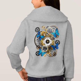 Steampunkgeere und blaue Schmetterlinge Hoodie
