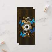 Steampunkgeere und blaue Schmetterlinge Karte (Vorderseite/Rückseite Beispiel)