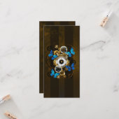 Steampunkgeere und blaue Schmetterlinge Karte (Vorderseite/Rückseite Beispiel)