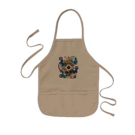 Steampunkgeere und blaue Schmetterlinge Kinderschürze (Vorne)
