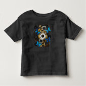 Steampunkgeere und blaue Schmetterlinge Kleinkind T-shirt (Vorderseite)