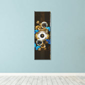 Steampunkgeere und blaue Schmetterlinge Leinwanddruck (Insitu (Holzboden))