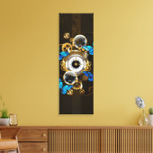 Steampunkgeere und blaue Schmetterlinge Leinwanddruck (Insitu (Wohnzimmer))