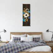Steampunkgeere und blaue Schmetterlinge Leinwanddruck (Insitu (Schlafzimmer))