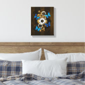 Steampunkgeere und blaue Schmetterlinge Leinwanddruck (Insitu (Schlafzimmer))