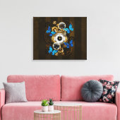 Steampunkgeere und blaue Schmetterlinge Leinwanddruck (Insitu (Wohnzimmer))
