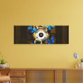 Steampunkgeere und blaue Schmetterlinge Leinwanddruck (Insitu (Wohnzimmer))