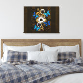 Steampunkgeere und blaue Schmetterlinge Leinwanddruck (Insitu (Schlafzimmer))