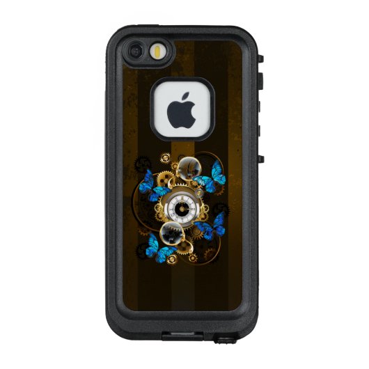 Steampunkgeere und blaue Schmetterlinge LifeProof iPhone Hülle (Rückseite)