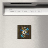 Steampunkgeere und blaue Schmetterlinge Magnet (In Situ (Geschirrspüler))