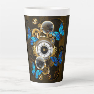 Steampunkgeere und blaue Schmetterlinge Milchtasse