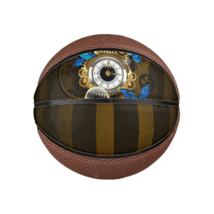 Steampunkgeere und blaue Schmetterlinge Mini Basketball