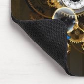 Steampunkgeere und blaue Schmetterlinge Mousepad (Ecke)