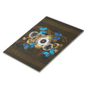 Steampunkgeere und blaue Schmetterlinge Notizblock (angewinkelt)