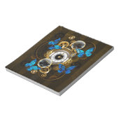 Steampunkgeere und blaue Schmetterlinge Notizblock (Rotiert)