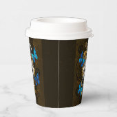 Steampunkgeere und blaue Schmetterlinge Pappbecher (Rechts)