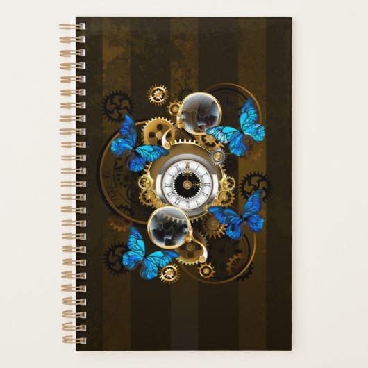 Steampunkgeere und blaue Schmetterlinge Planer (Vorderseite)