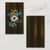 Steampunkgeere und blaue Schmetterlinge Platzkarte (Vorne/Hinten)