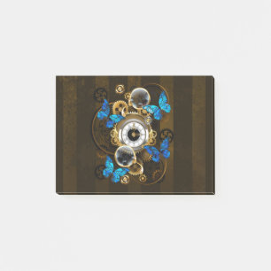 Steampunkgeere und blaue Schmetterlinge Post-it Klebezettel
