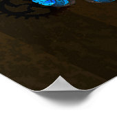 Steampunkgeere und blaue Schmetterlinge Poster (Ecke)