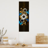 Steampunkgeere und blaue Schmetterlinge Poster (Küche)