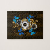 Steampunkgeere und blaue Schmetterlinge Puzzle (Horizontal)