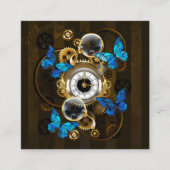 Steampunkgeere und blaue Schmetterlinge Rabattkarte (Vorderseite)