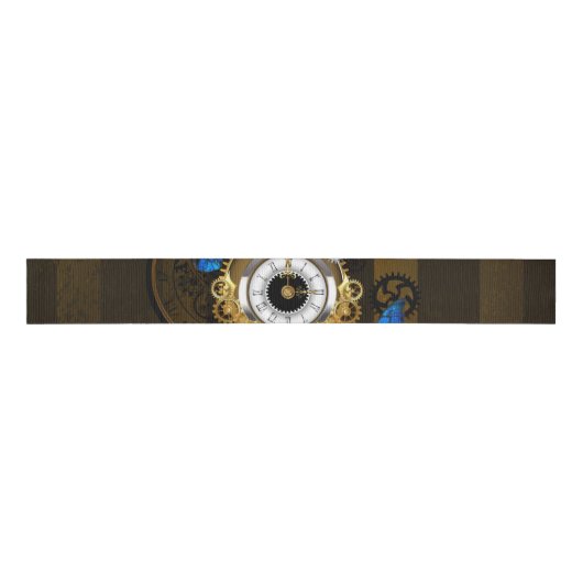 Steampunkgeere und blaue Schmetterlinge Ripsband (Vorderseite)
