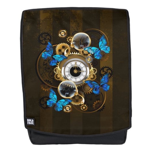 Steampunkgeere und blaue Schmetterlinge Rucksack (Vorderseite)