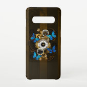 Steampunkgeere und blaue Schmetterlinge Samsung Galaxy Hülle (Rückseite)