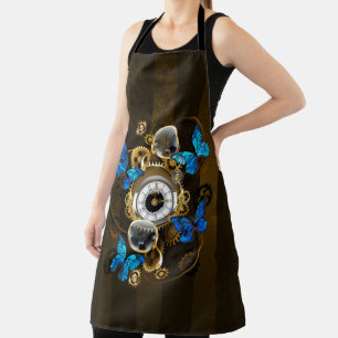 Steampunkgeere und blaue Schmetterlinge Schürze