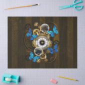 Steampunkgeere und blaue Schmetterlinge Seidenpapier (Basteln)