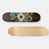 Steampunkgeere und blaue Schmetterlinge Skateboard (Horizontal)